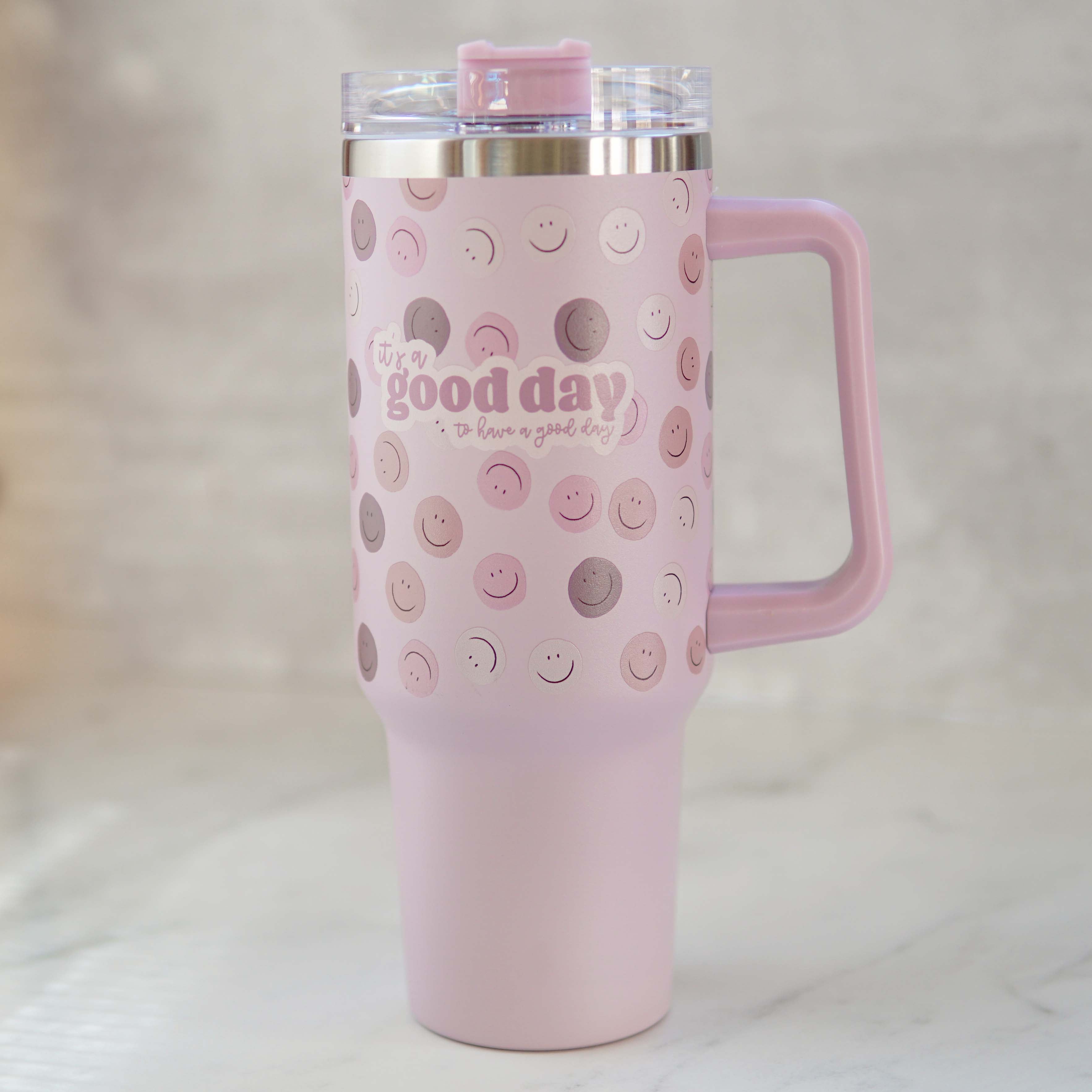 40oz Tumbler with Handle - Cool Mom, Flower, Cowgirl, Happy Face, Football  OR Checks