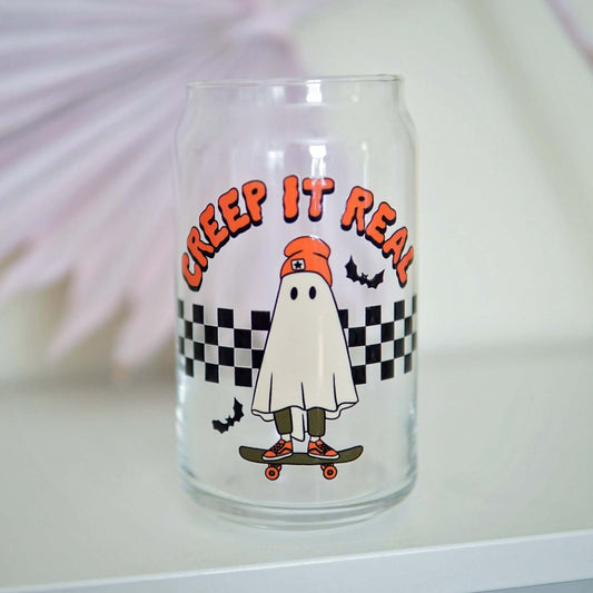 Creep it Real Checkered Can Glass