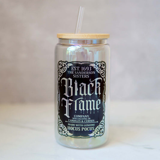 Iridescent Black Flame Can Glass
