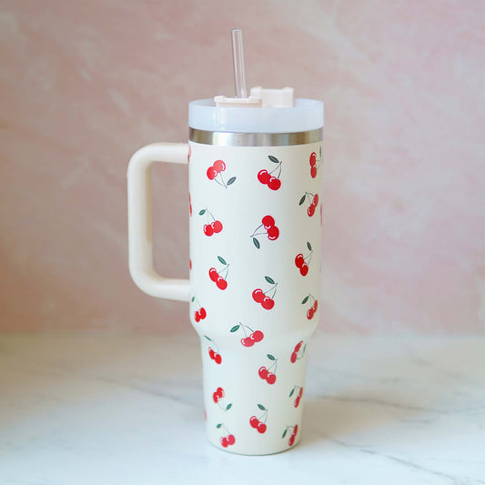 Cherry Cream Stainless Steel 40 oz Tumbler