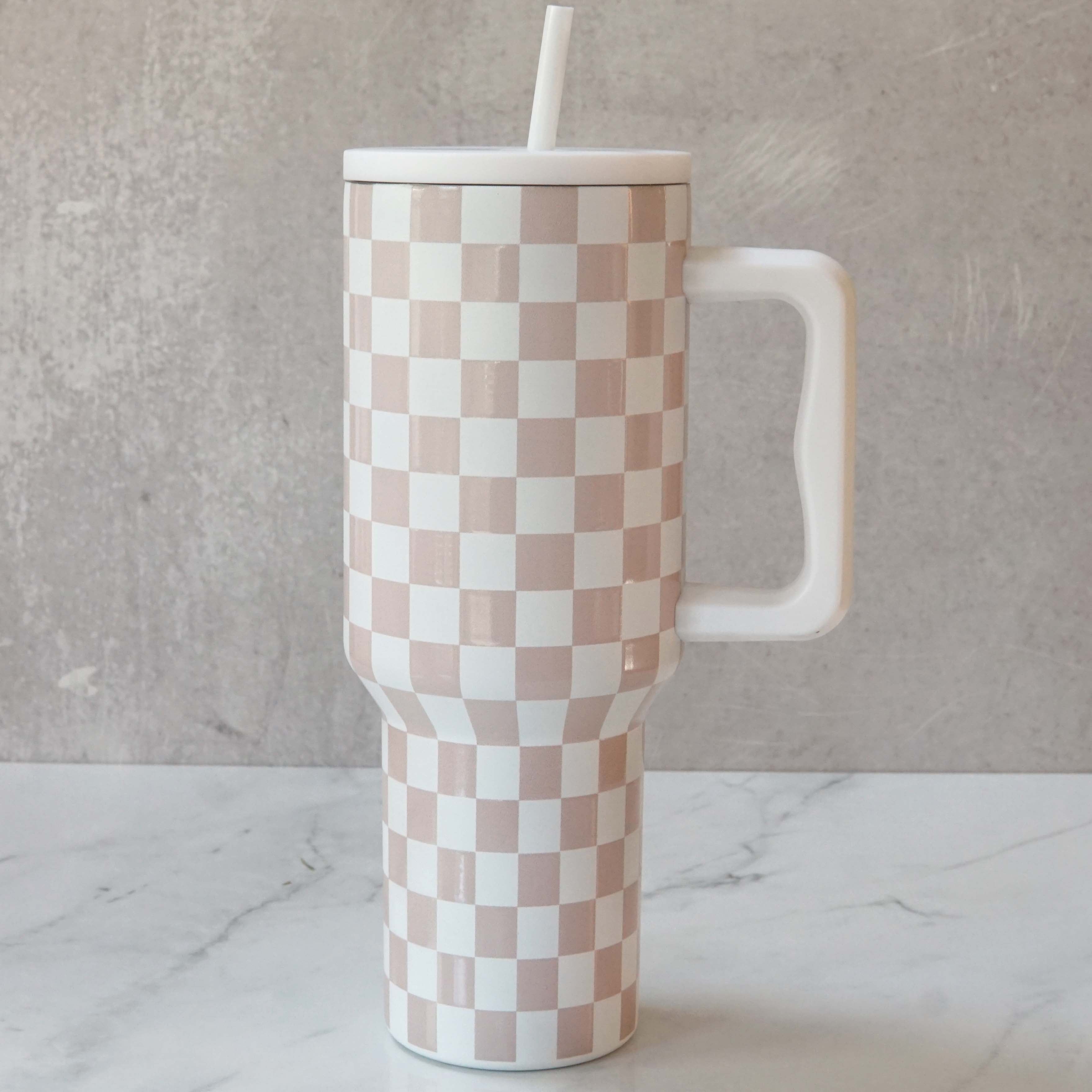 Checkered Stainless Steel 40 oz Tumbler – Forest Cove Home
