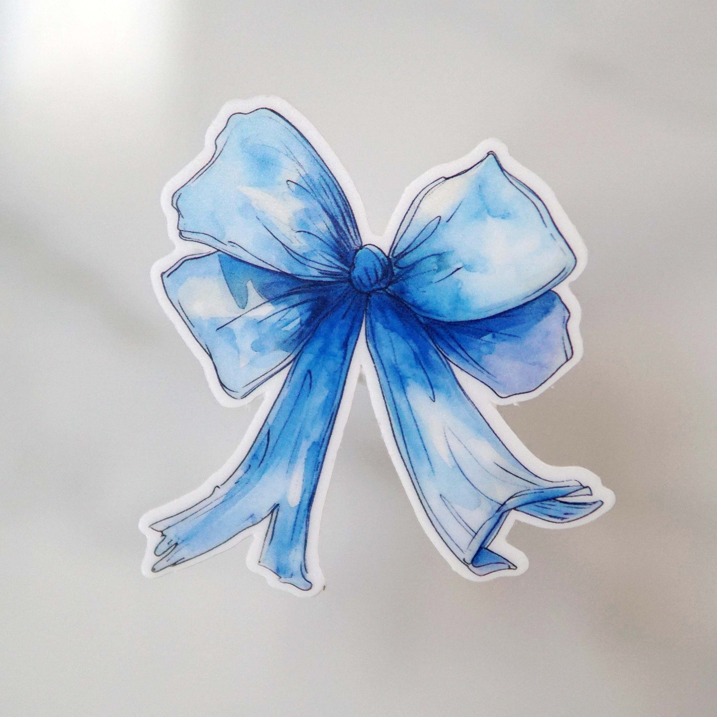 Blue Watercolor Bow Sticker