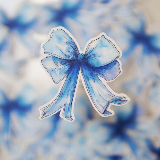 Blue Watercolor Bow Sticker