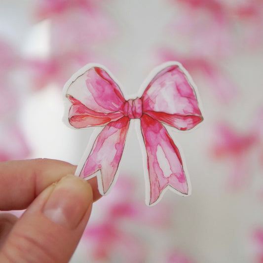 Pink Watercolor Bow Sticker