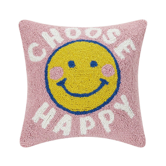 Choose Happy Hook Pillow