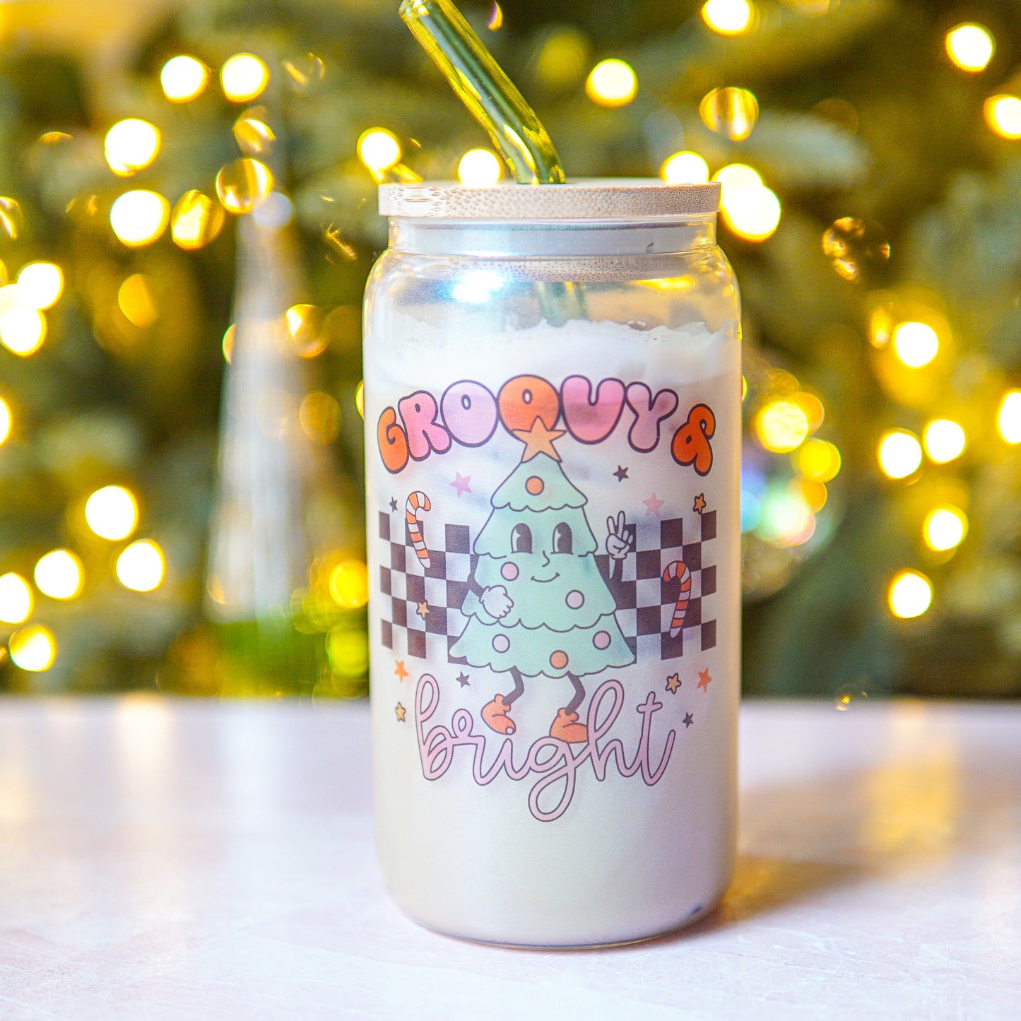 Groovy & Bright Christmas Can Glass