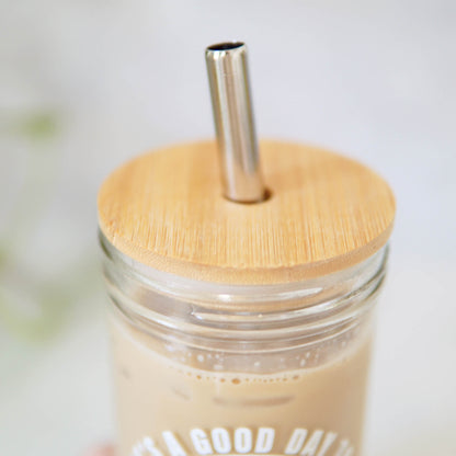 Good Day Happy Face Mason Jar Tumbler