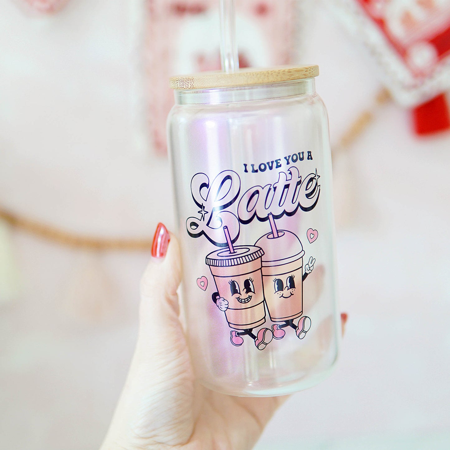 Love You Latte Can Glass