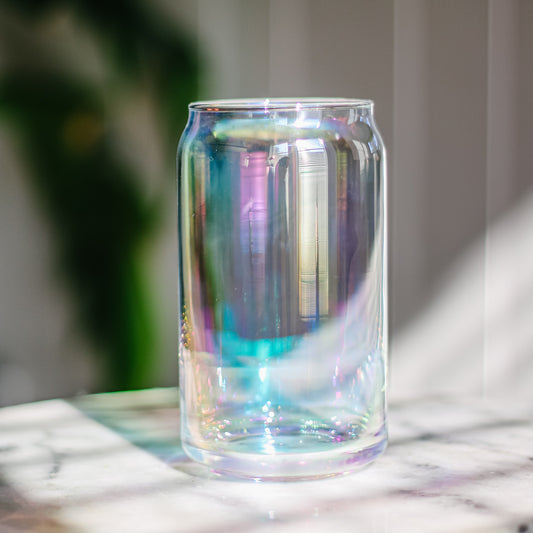 Rainbow Iridescent Beer Can Glass