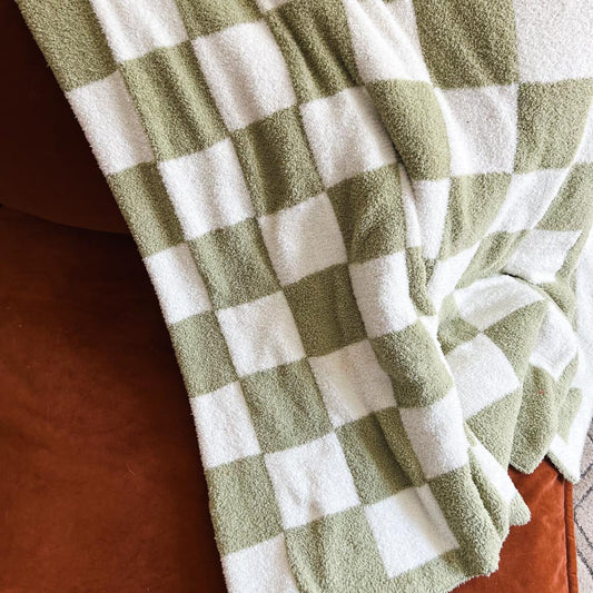 Matcha Oversized Checkered Throw Blanket